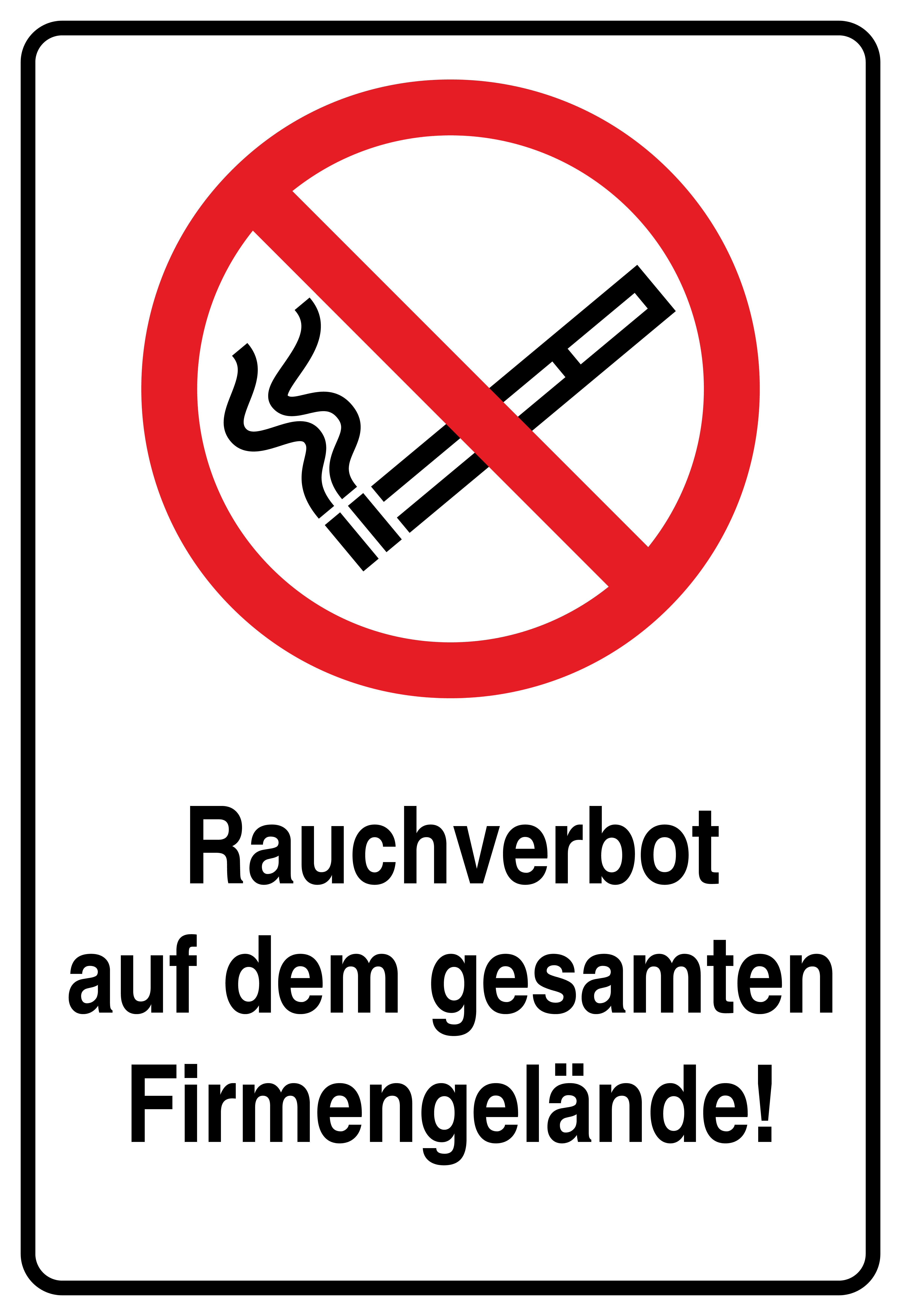 Rauchverbot auf dem Firmengelände 20x30 cm Rauchen verboten Aufkleber